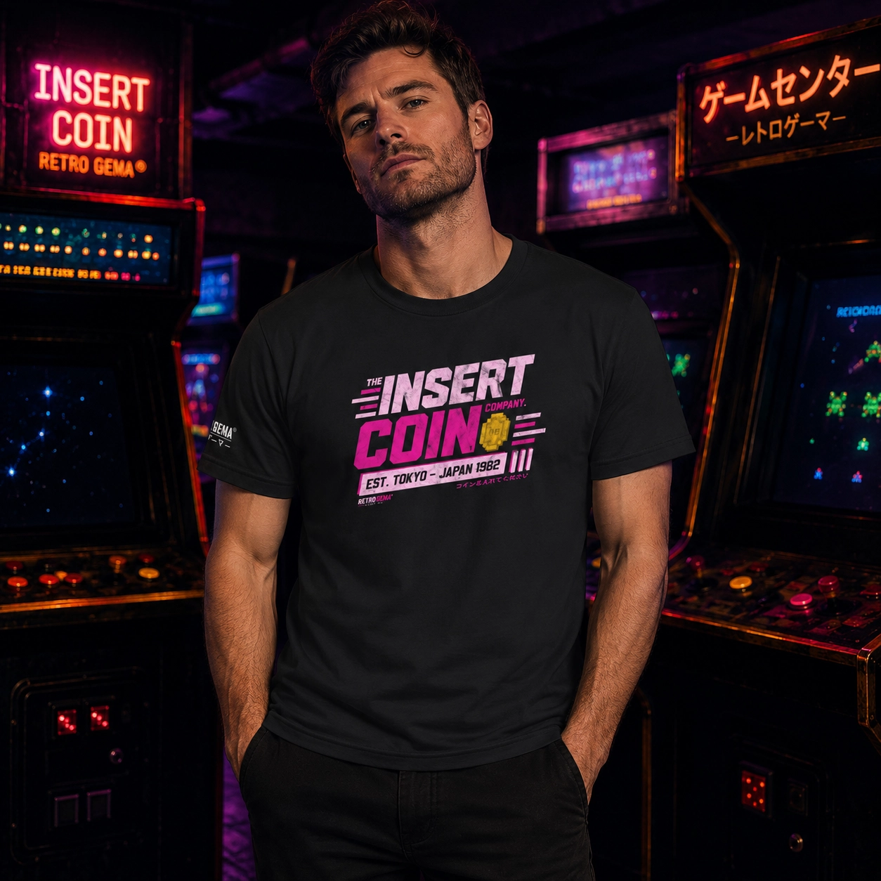 INSERT COIN - Unisex t-shirt - HOT PINK